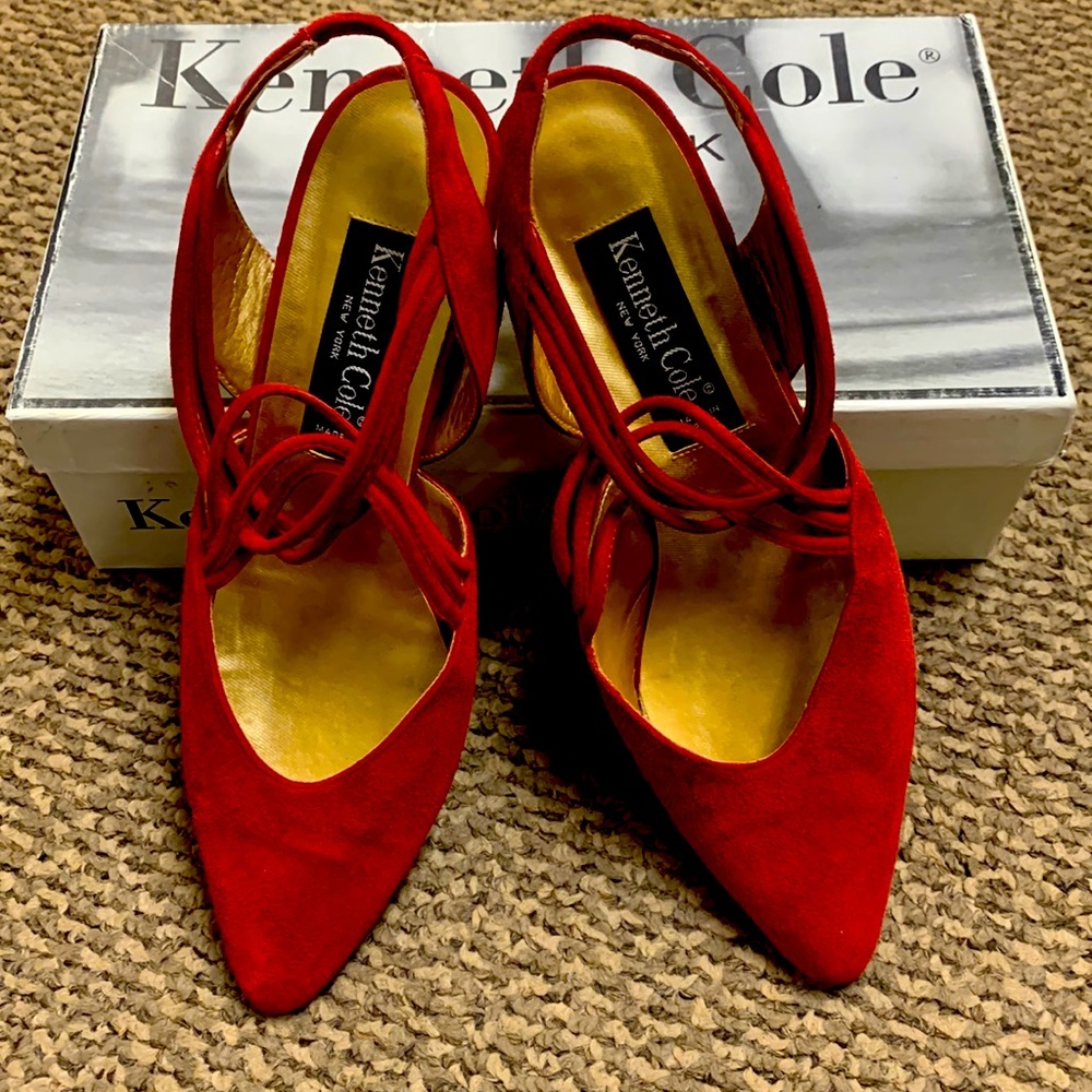 Vintage Kenneth Cole Red Suede Heels